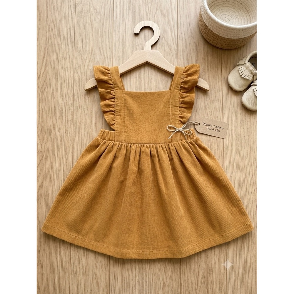Carters Just One You Baby Girls Mustard Yellow Corduroy Ruffle Pinafore Dress 12